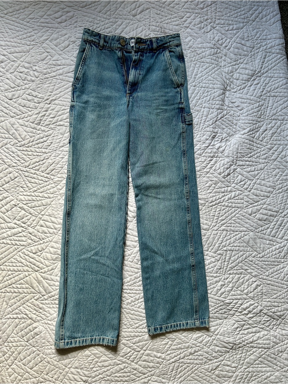 Zara Women’s High Waisted Carpenter Straight Leg Jeans